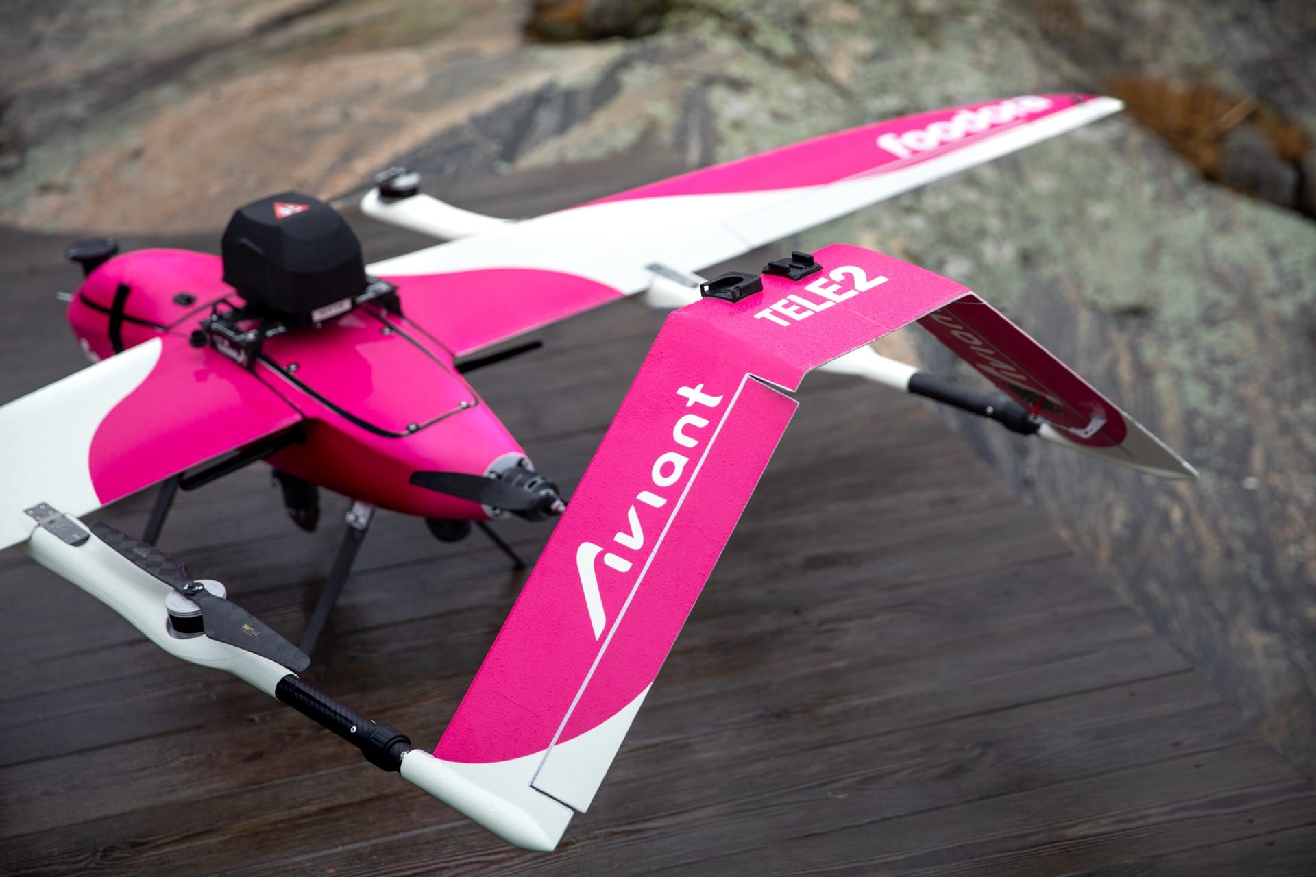 Foodora delivery drone in operation
